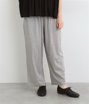 ドットプリント塩縮加イージーパンツ(グレー-ONESIZE)