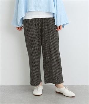 ドットプリント塩縮加イージーパンツ(ブラック-ONESIZE)
