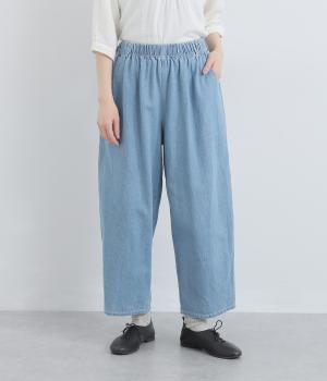 レギュラーオンスコットンリネンデニムマオパンツ(ライトインディゴ-F)