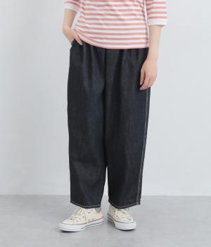 レギュラーオンスコットンリネンデニムマオパンツ(ダークインディゴ-F)