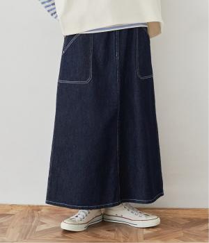 レギュラーオンスコットンリネンデニムベイカーロングスカート