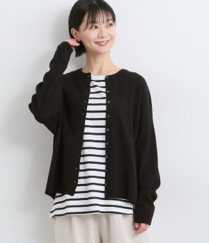 コットンニット ワイドカーディガン(ブラック-ONESIZE)
