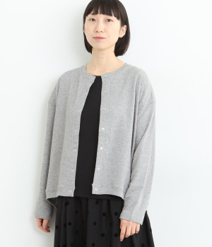 鹿の子接結 前後差ワイドリングドットカーディガン(杢グレー-ONESIZE)