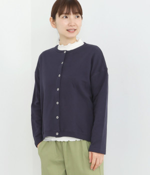 鹿の子接結 前後差ワイドリングドットカーディガン(Pネイビー-ONESIZE)