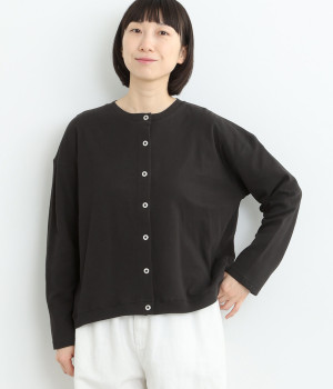 鹿の子接結 前後差ワイドリングドットカーディガン(インクブラック-ONESIZE)