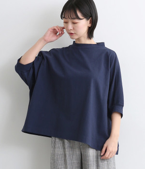 OE天竺モックネックワイドプルオーバー(ネイビー-ONESIZE)