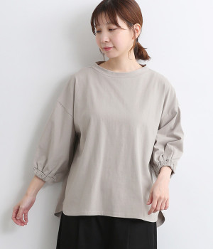 OE天竺ボトルネックバルーンスリーブプルオーバー(グレージュ-ONESIZE)