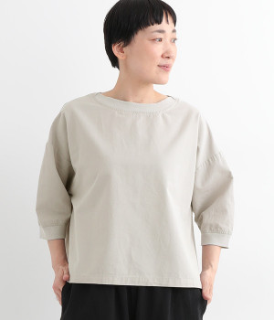 コットンリネンウェザークロスリブ付きワイドプルオーバー(アイスグレー-ONESIZE)