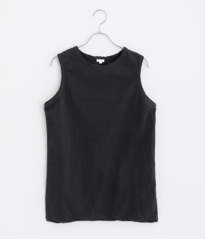 リサイクルコットン天竺ねじれタンク(ブラック-L)