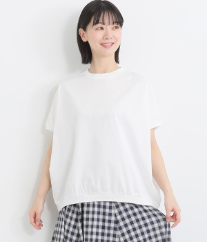 スーピマコットンシルケット加工天竺ワイドプルオーバー(オフホワイト-ONESIZE)