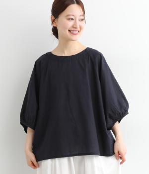 コットンリネン平織りバルーンラグラン袖プルオーバー(ダークネイビー-ONESIZE)