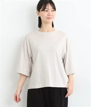 コットン天竺ワイドスリーブTシャツ(ペールグレー-ONESIZE)