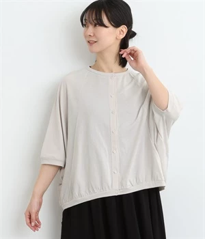 MVSコットン天竺クルーネックドルマンカーディガン(ペールグレー-ONESIZE)