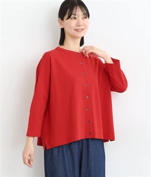 鹿の子ワイドカーディガン(レッド-ONESIZE)