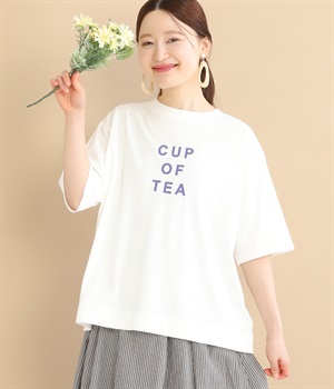 ラフィ天竺汗ジミ防止加工CUP OF TシャツEA プリントTシャツ(オフホワイト-ONESIZE)