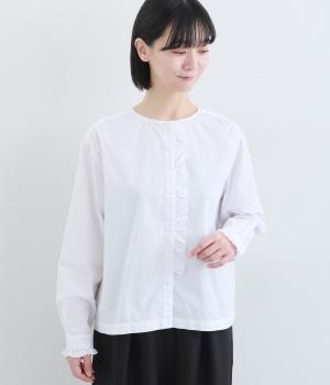 コットンブロードフロントフリルブラウス