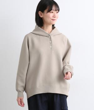 ポリエステルニットフーディプルオーバー