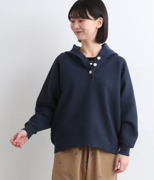 ポリエステルニットフーディプルオーバー(ネイビー-F)