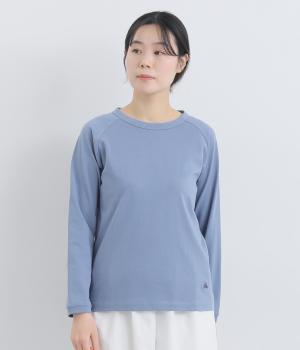 リサイクルコットン天竺ラグランTEE(長袖)(スティールブルー-L)
