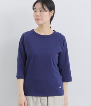 リサイクルコットン天竺ラグランTEE(7分袖)(ネイビー-L)