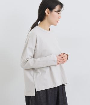 リサイクルコットン天竺前後差ワイドプルオーバー(長袖)(オイスター-F)