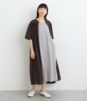 ドットプリント塩縮加工インナーワンピース(グレー-ONESIZE)