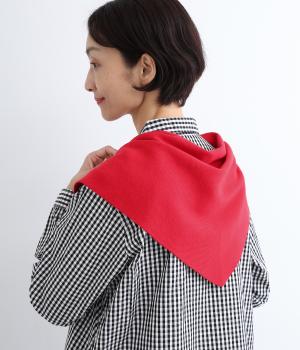 カシミヤ混 サンカクスカーフ(レッド-F)