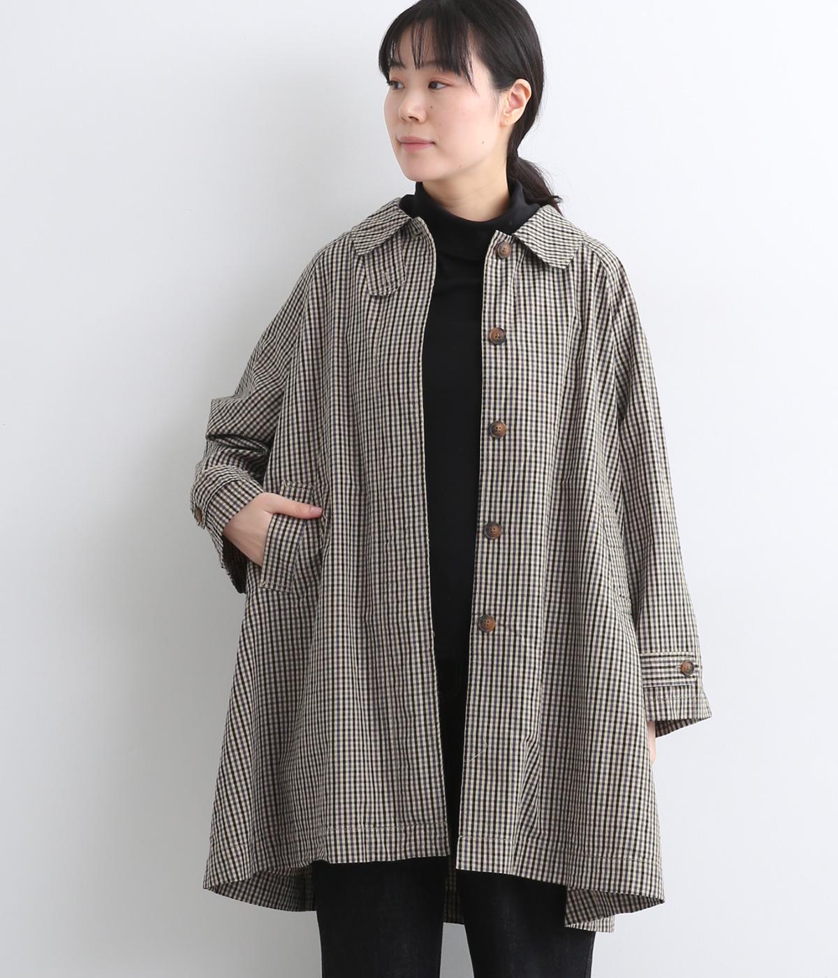 高密度コットンアンブレラヨークラグランハーフコート(ガンクラブチェック/綾織-F)
