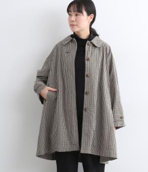 高密度コットンアンブレラヨークラグランハーフコート(ガンクラブチェック/綾織-F)