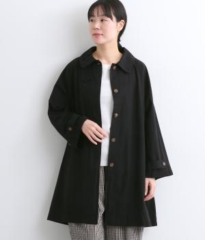 高密度コットンアンブレラヨークラグランハーフコート(ブラック/綾織-F)