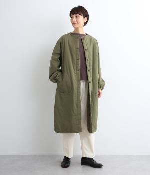 コットンツイルノーカラーコート(オリーブ-F)