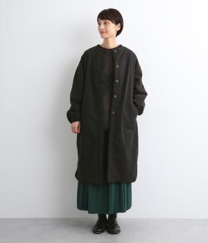 コットンツイルノーカラーコート(ブラック-F)