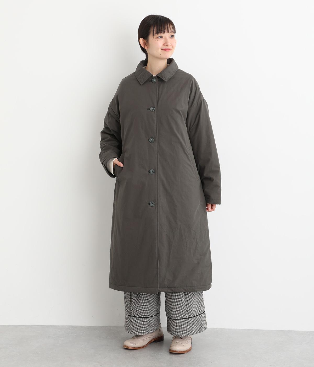 中綿ステンカラーロングコート(チャコール-F)