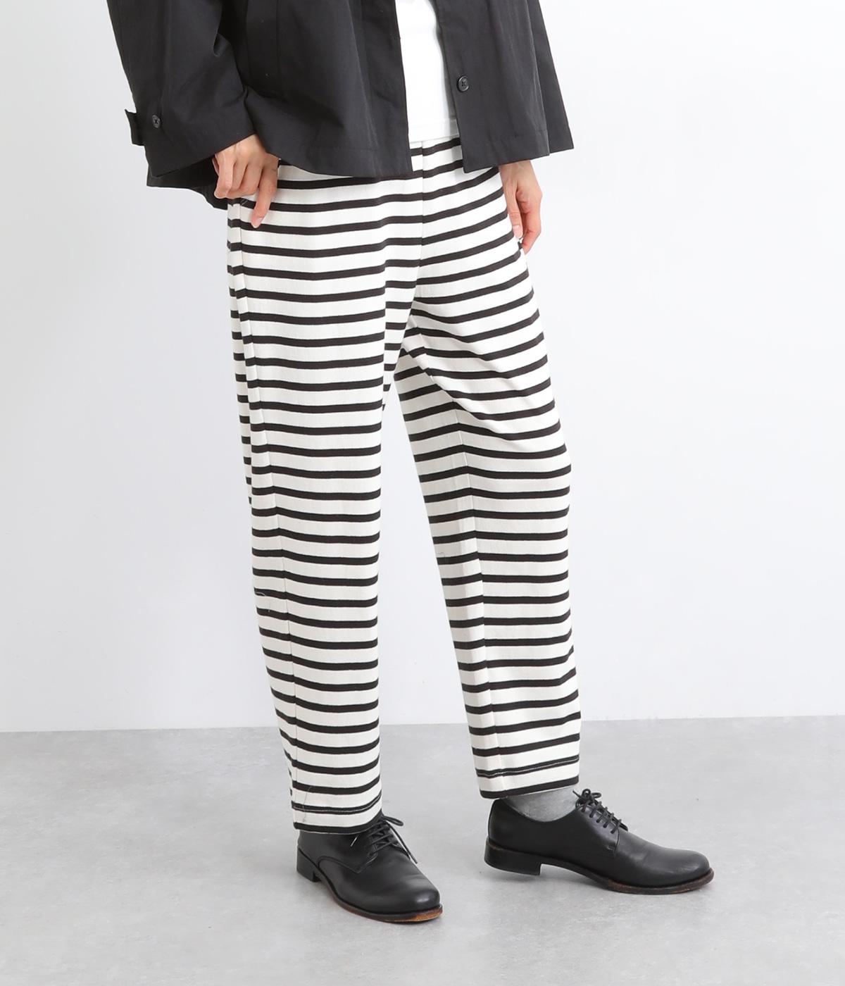 天竺ボーダーイージーパンツ(キナリ×ブラック-F)