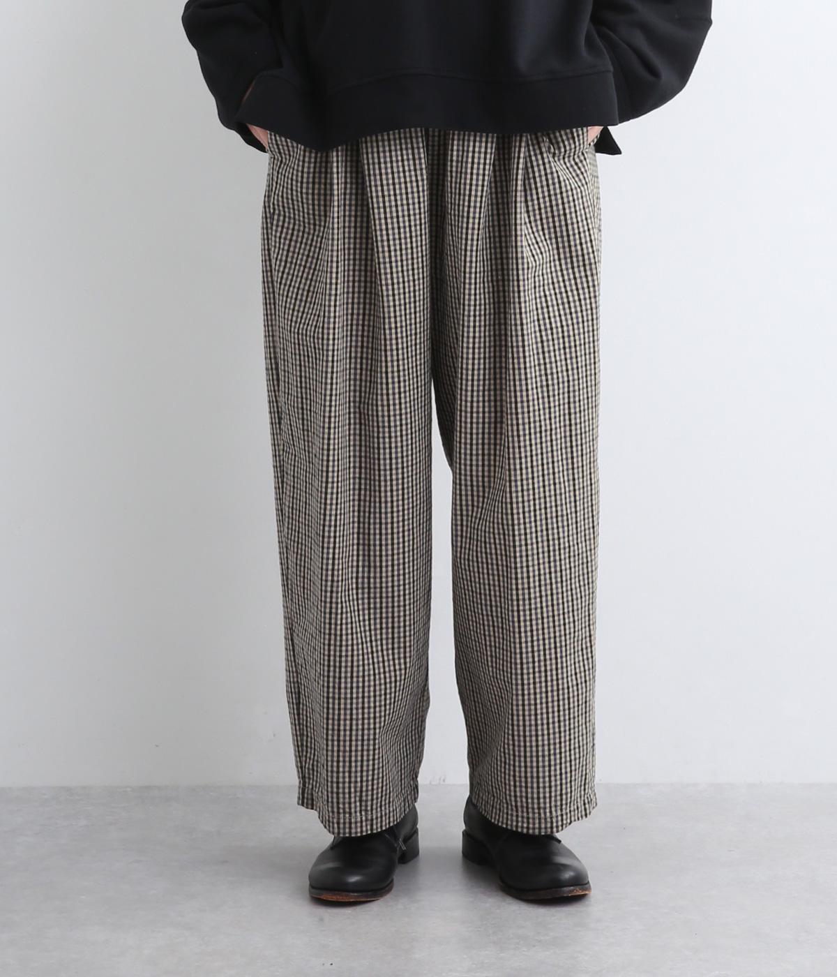 高密度コットンタックワイドパンツ(ガンクラブチェック/綾織-F)