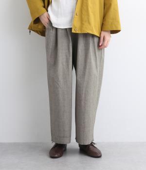 高密度コットンタックワイドパンツ(グレンチェック/平織-F)