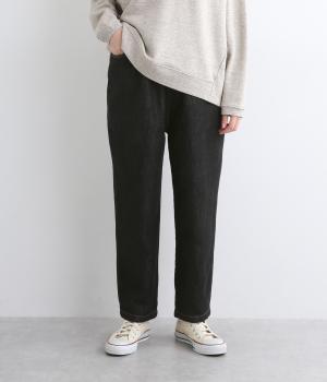 レギュラーコットンリネンデニム5ポケットパンツ(ブラック-F)