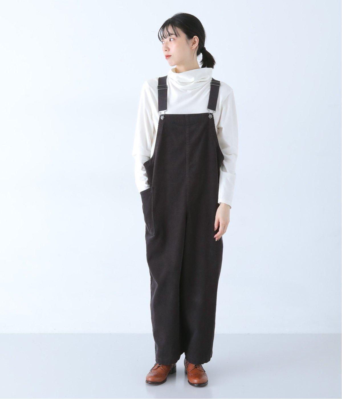 太コーデュロイサロペットパンツ(チャコール-F)