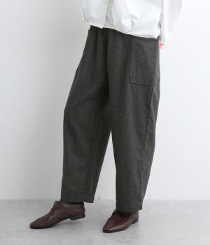毛混ツイードグレンチェックサイドポケットテーパードパンツ(チャコール-F)