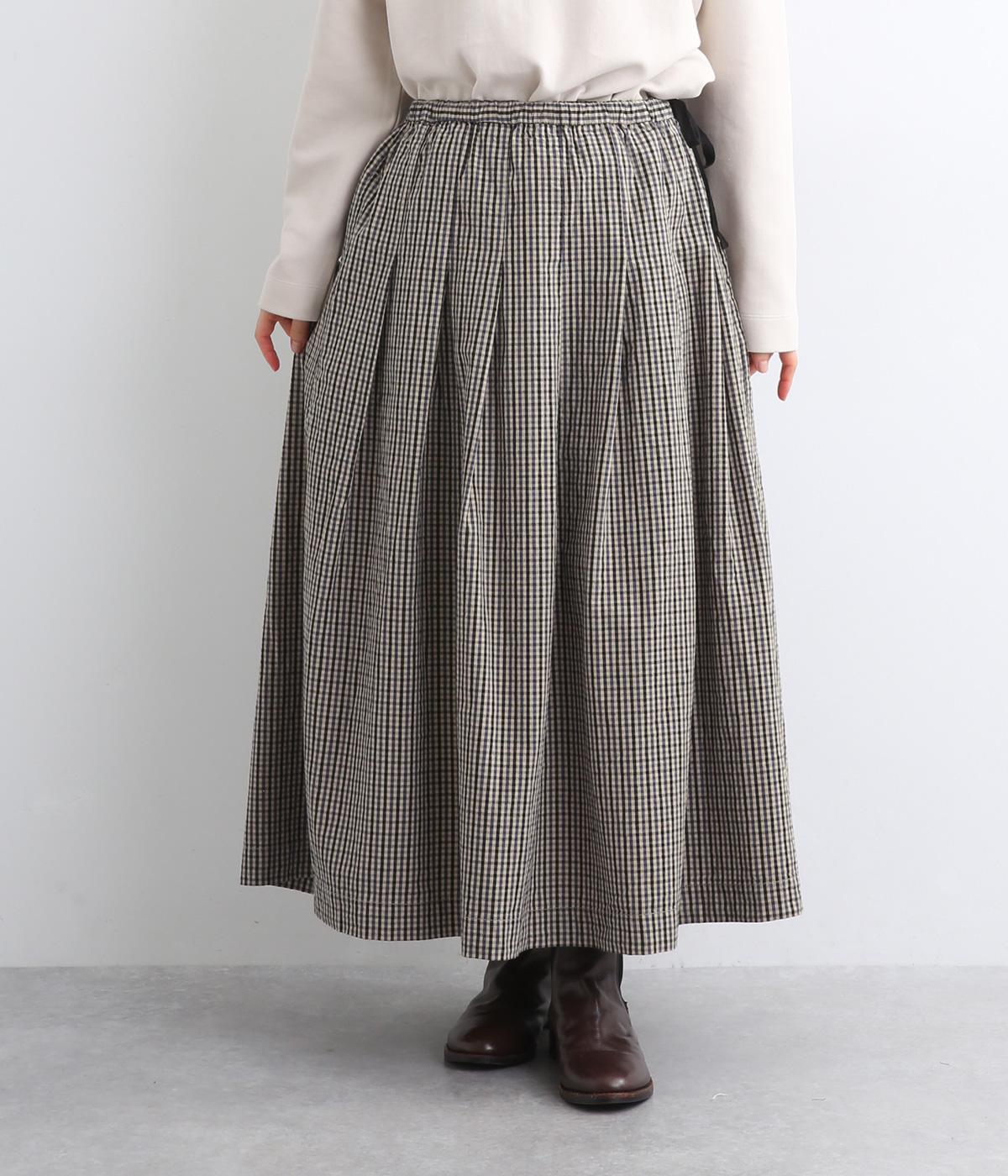 高密度コットンタックサイドリボンスカート(ガンクラブチェック/綾織-F)