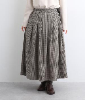 高密度コットンタックサイドリボンスカート(ガンクラブチェック/綾織-F)