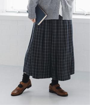 綾織起毛チェックピンタックプリーツスカート(グリーンチェック-F)
