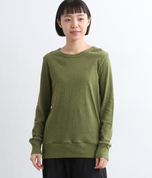 ガーゼ天竺クルーネックロンT(トップオリーブ-ONESIZE)