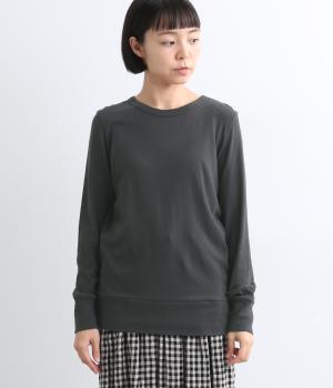 ガーゼ天竺クルーネックロンT(チャコール-ONESIZE)