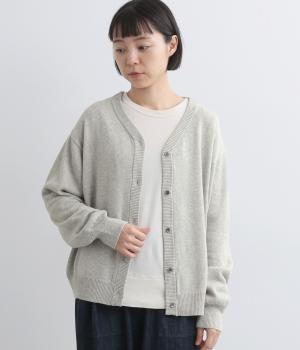 強撚ドライコットン Vネックカーディガン(ライトグレー-F)