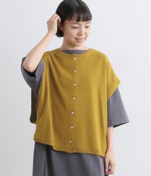 コットン片畦編み 2wayベスト(マスタード-F)