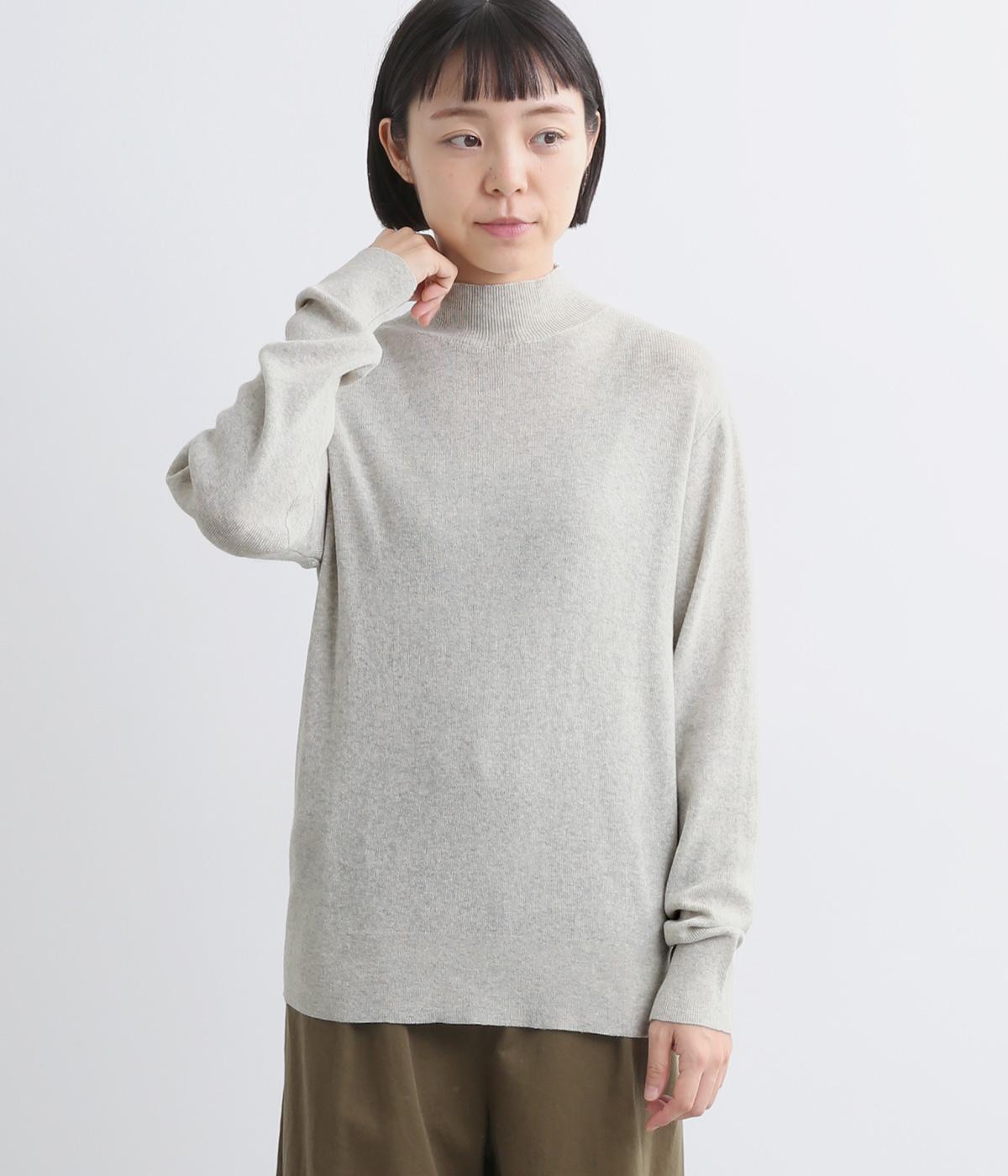 コットンリブ編み ハイネックプルオーバー(オートミール-F)