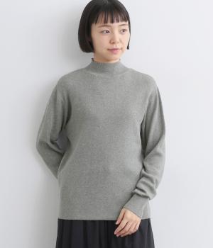 コットンリブ編み ハイネックプルオーバー(杢グレー-F)