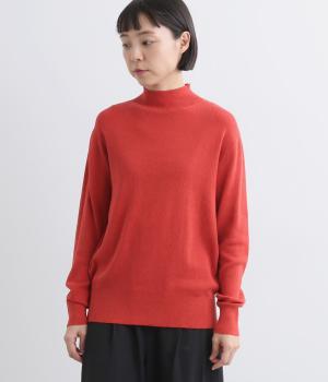 コットンリブ編み ハイネックプルオーバー(レッド-F)