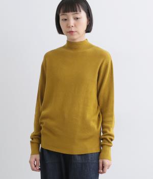 コットンリブ編み ハイネックプルオーバー(マスタード-F)
